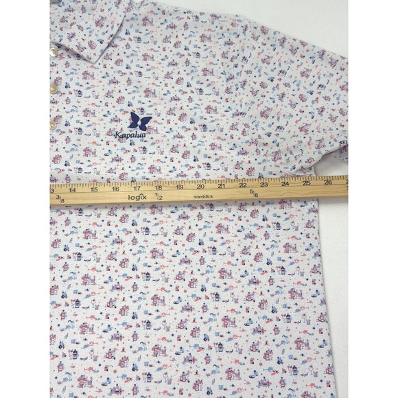 Peter Millar Summer Comfort XL White Blue Pink Cocktail Print Golf Polo Kapalua - Picture 5 of 9